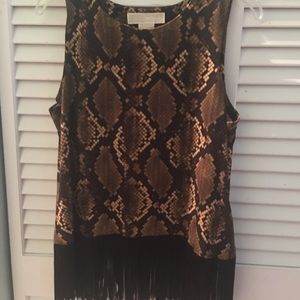 Snake skin patterned fringe tank